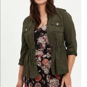 Torrid olive military jacket size 0